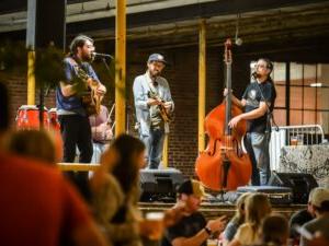 band performs live in beer garden